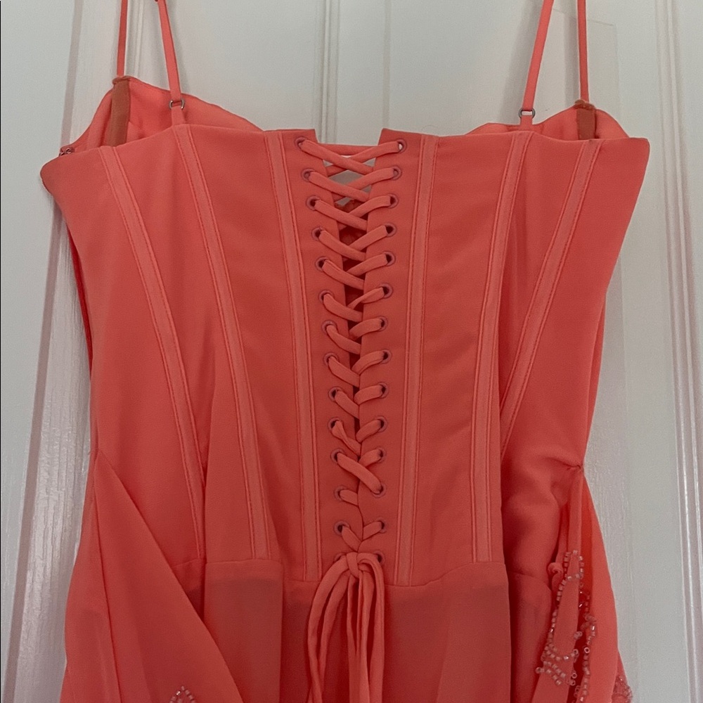 House of CB Carmella Coral Embellished Hand Beaded Dress - Picture 9 of 10